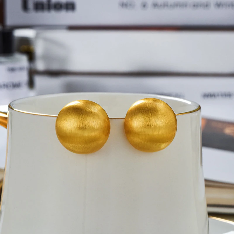 Foxanry Minimalist Scrub Ball Geometric Stud Earrings For Women Creative Trendy Temperament Classic Daily Party Jewelry Gifts