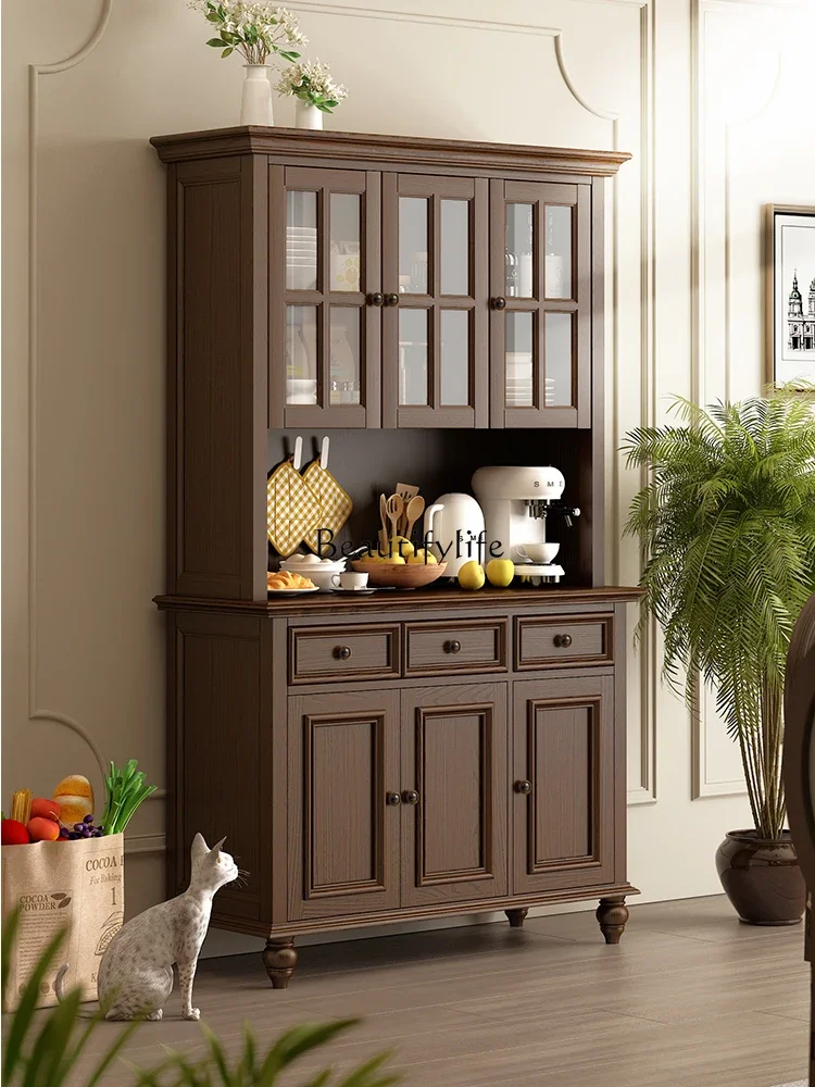 

yj19 American-style Retro Solid Wood Four-door Sideboard Wall-mounted Integrated Storage Cabinet