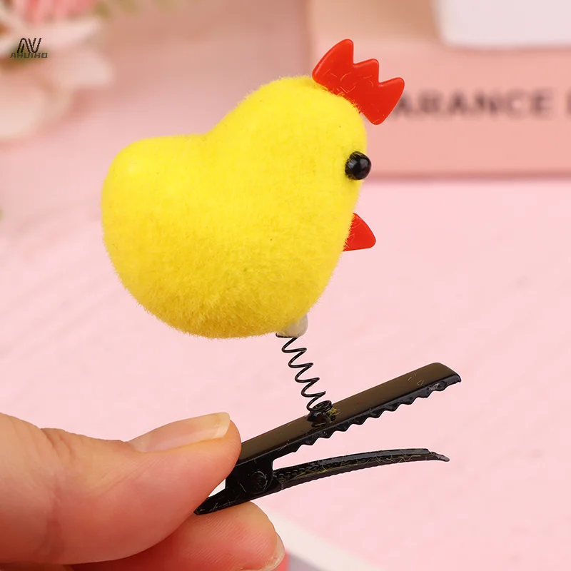 Fashion Animal Duckbill Clip Accessories Headwear Cartoon Funny Children 3D Little Yellow Chicken Plush Hairpin