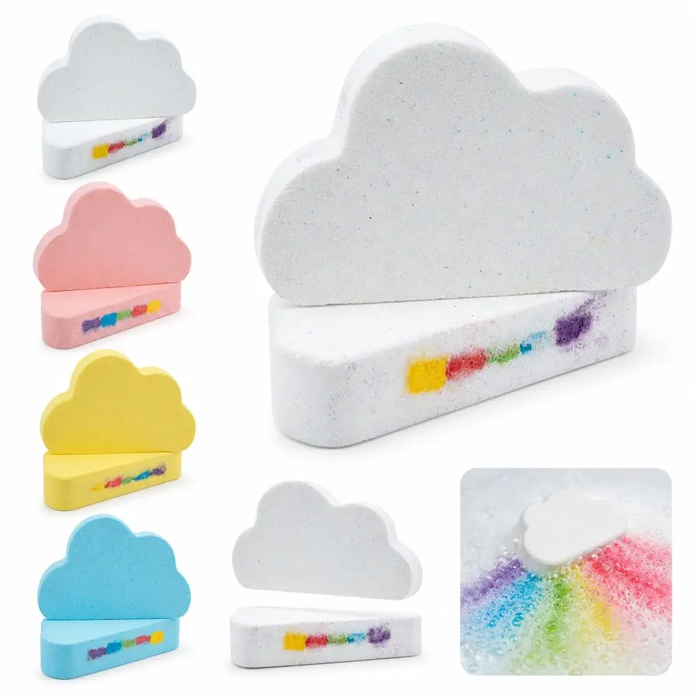 Handmade Rainbow Cloud Bath Ball Rainbow Color Cascade Cloud Shaped Bath Fizzers Dissolving Fizz Kids Bath Ball Bubble Baths