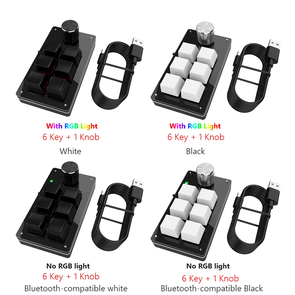 Bluetooth Macro Keyboard 12 Keys/6 Keys Programming Keyboard 2 Knob Programming Keyboard Mini One-Handed Keypad Accessories