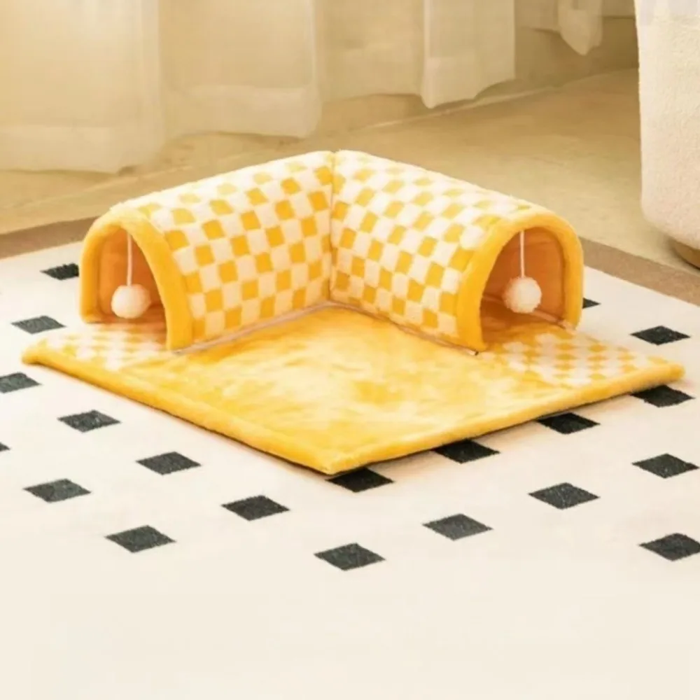 عش القط نفق المتاهة حفر حفرة سرير قطة دافئ لخريف شتاء مناسبة لجميع المواسم قابل للإزالة قابل للغسل بطانية شتوية للحيوانات الأليفة