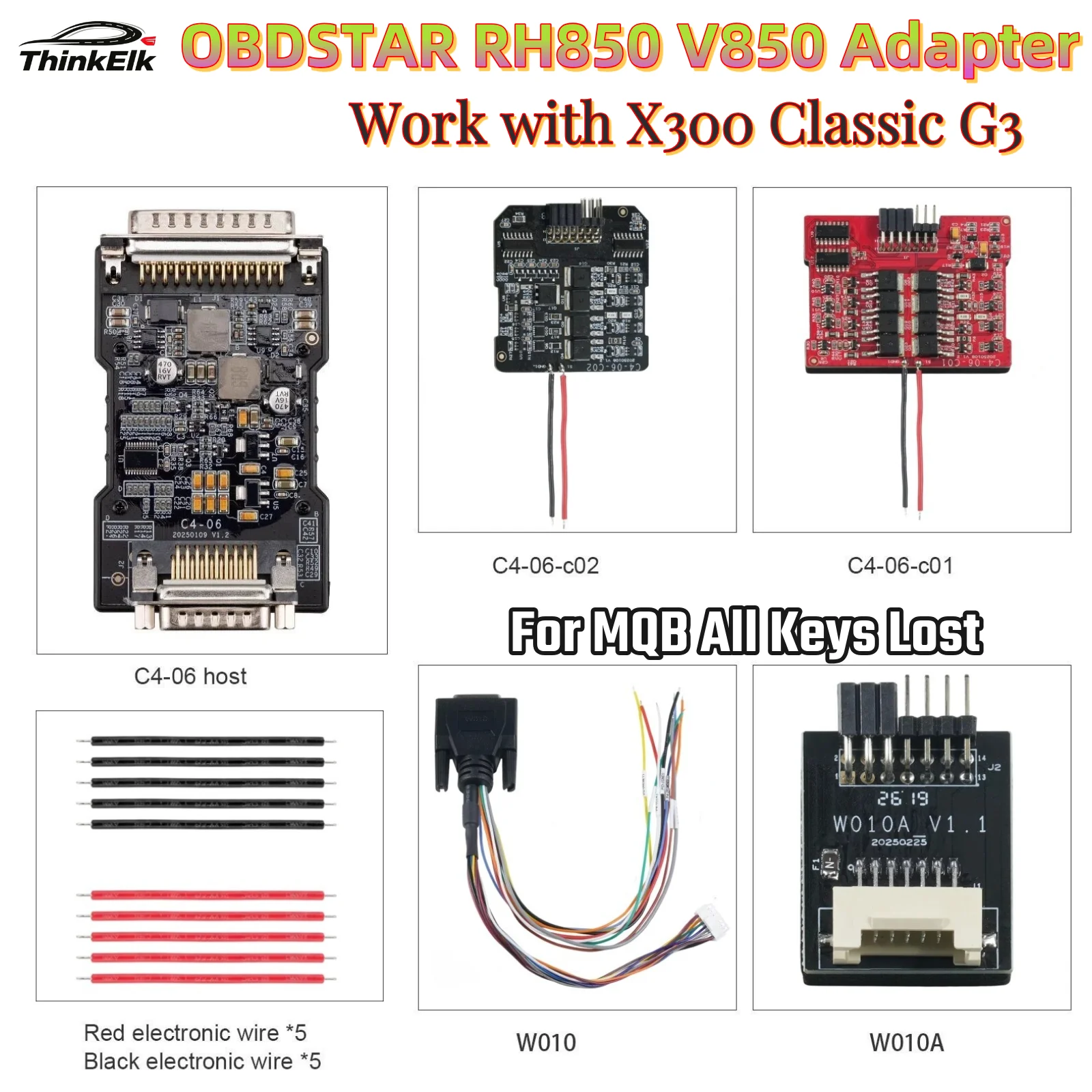 OBDSTAR RH850 V850 Adapter Full Kit for MQB All Keys Lost Work with X300 Classic G3 for Airbag-Reset, Immo Data/Pincode Read