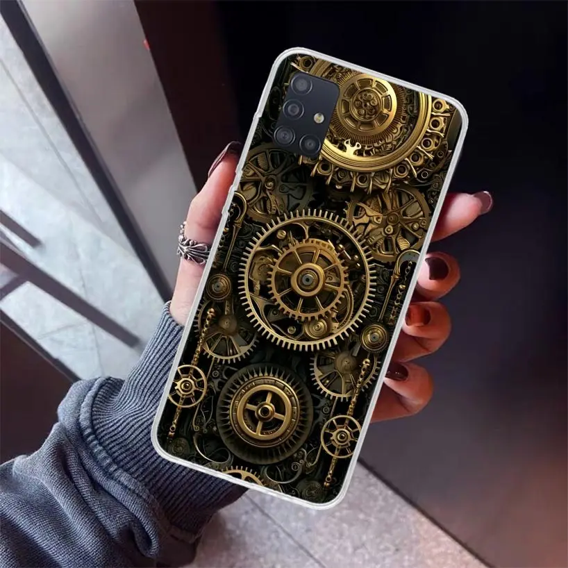 Steampunk Gear Mechanical Phone Case for Samsung Galaxy A51 A71 A41 A31 A21S A11 A01 A50S A70 A40 A30S A20E A20S A10S A6 A7 A8 A