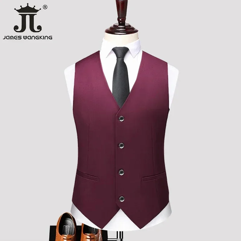 Trajes y chaleco de oficina de negocios de ocio para hombres, vestido de novia de novio, abrigo de cintura, moda de Boutique, Color sólido