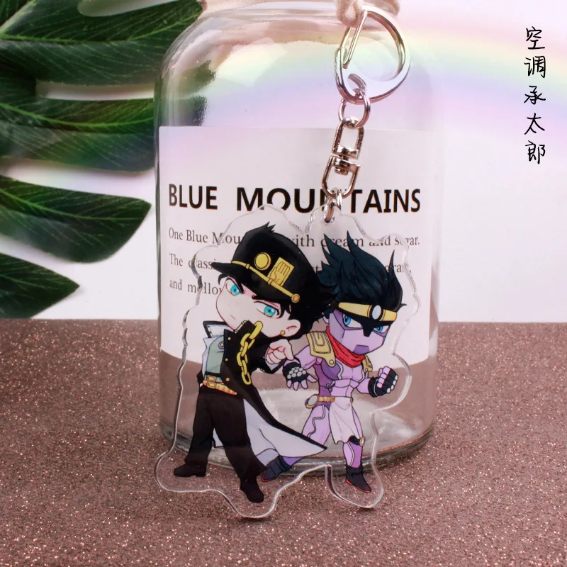 Jojos Bizarre Adventure Keychain Figure Acrylic Key Buckle Kujo Jotaro Ghirga Narancia Bruno Anime Cosplay Key Chain Cartoon