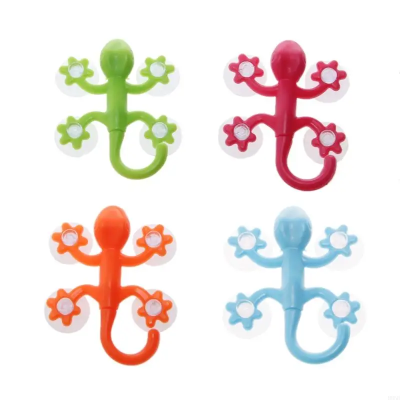 Powerful Plastic Four Suction Cups Hook Wall Hanger Decoration Bathroom B95B