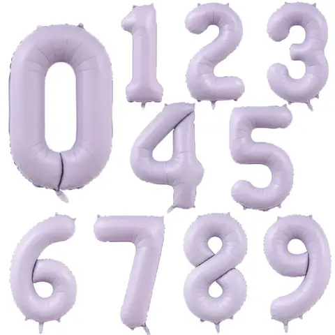 크림 보라색 숫자 풍선, 베이비 샤워, 생일 파티, 결혼 기념일 왕관 장식, 0, 1, 2, 3, 4, 5, 6 숫자 풍선, 40 인치