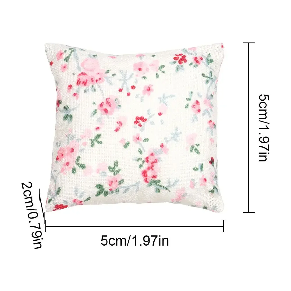 2 uds., juguetes de regalo, muebles, modelo, accesorios de escena, accesorios para muñecas, Mini almohadas para casa de muñecas, cojines en miniatura con estampado Floral