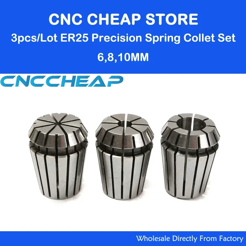 3pcs ER25 Collet chuck cnc clamp Spindle Motor holder Motor 6mm, 8mm 10mm for CNC Router milling lathe tool