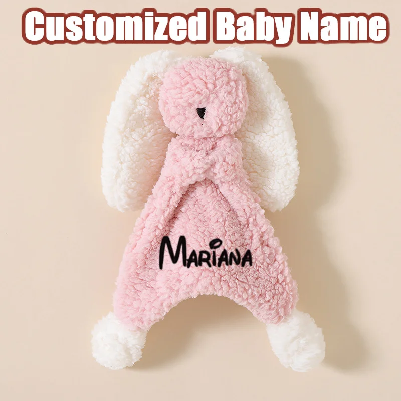 

Personalized Name Baby Cute Rabbit Comforter Stroller Accessories Sleepping Doll Birth Gifts Shower Gift Autumn
