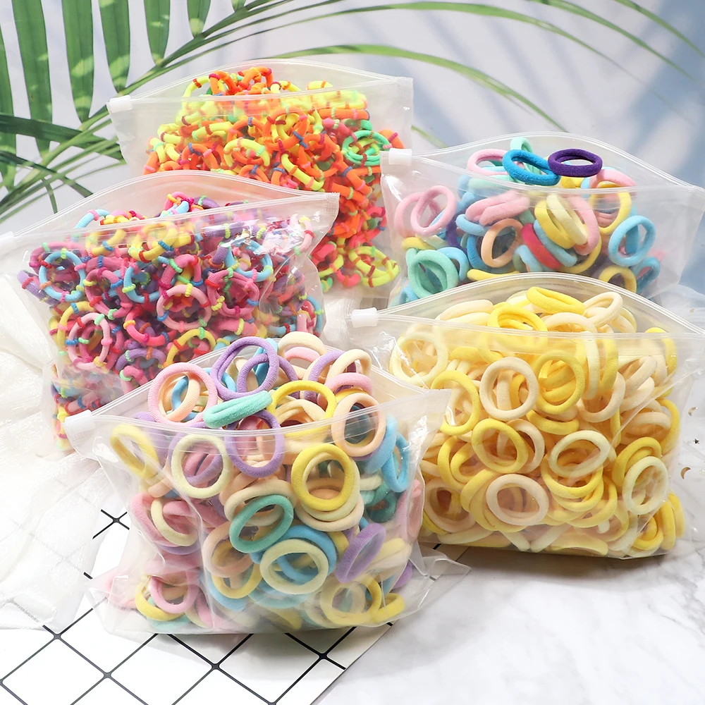 200PCS 3cm Kids Baby Small Hair Bands Elastic Candy Colors Hair Ties Colorful Headband Hair Accessories Headwear Wholesale Gifts