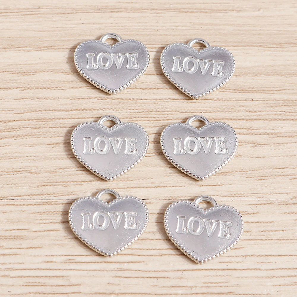 

Tusember 30Pcs 12*14mm Alloy Silver Color Love Hearts Charms Pendant For Handmade DIY Necklaces Earring Jewelry Making Findings