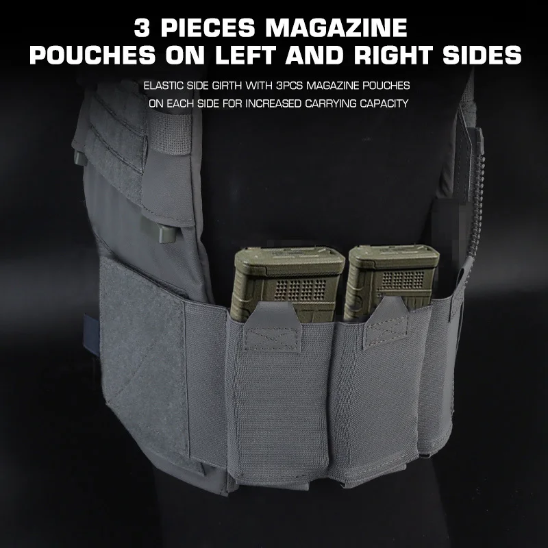 2pcs/set Tactical Militar Vest Quick Release FCSK Side Waistband With Stretch Triad Mag Pouch Tunnel Slide Buckle for AVS JPC