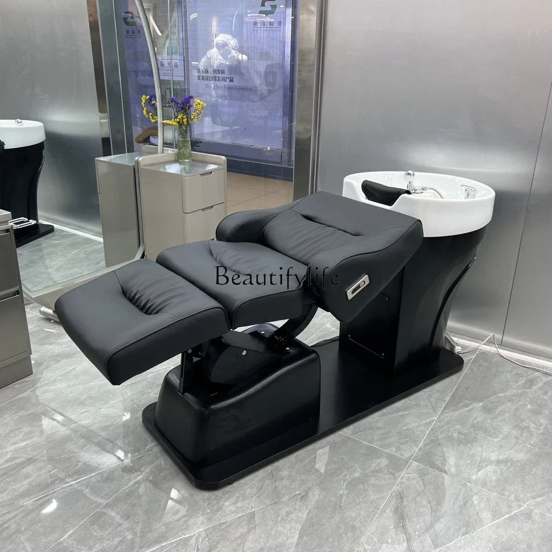 Elektrisch verstellbares Friseur Keramik becken für Haar wasch station Friseursalon halb liegendes Spülbett