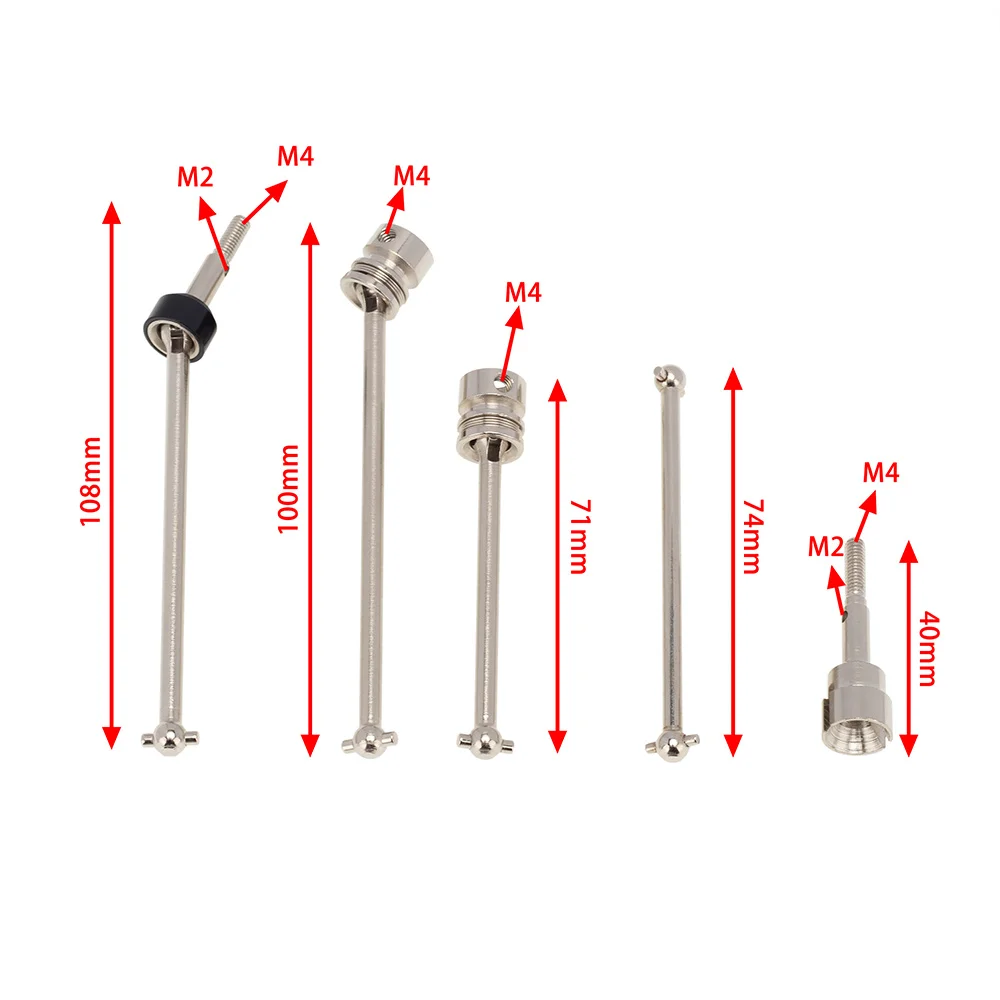 Eje de transmisión trasero medio delantero de metal CVD Dogbone Set para 104001   Accesorios de repuesto de piezas de actualización de coche RC 1/10