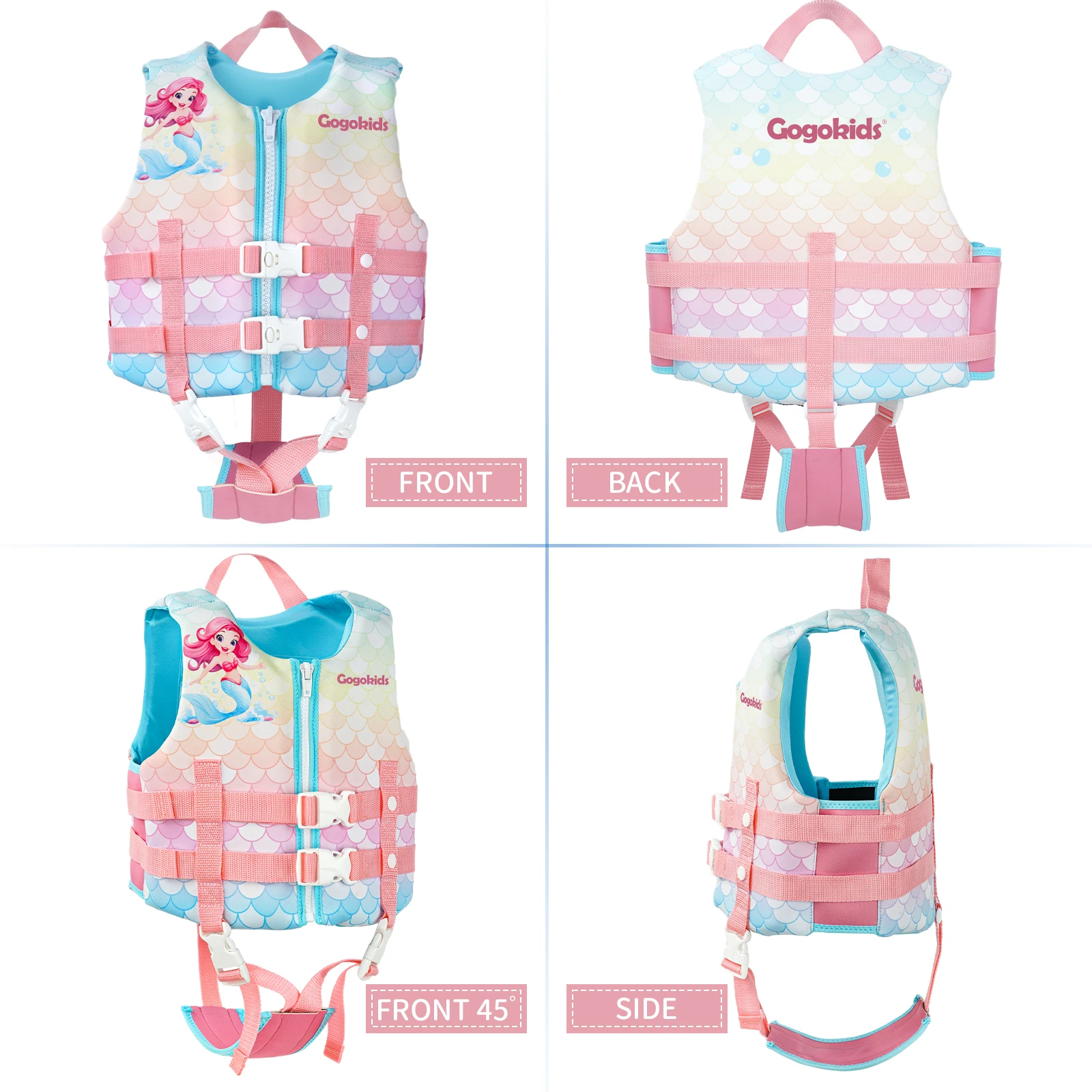 Chaqueta de natación para niños y niñas, chaleco flotante con correas ajustables dobles, flotación fuerte, novedad