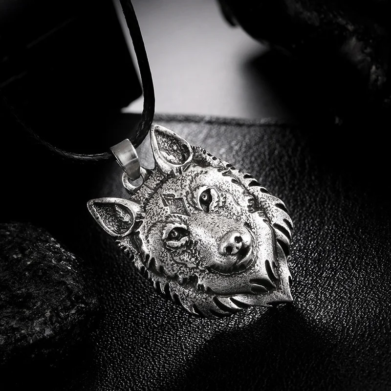 Vintage Fashion Mens Jewellery Tibetan Wolf Head Pendant Necklace for Men Amulet Animal Viking Men Gift Jewelry Collar Hombre