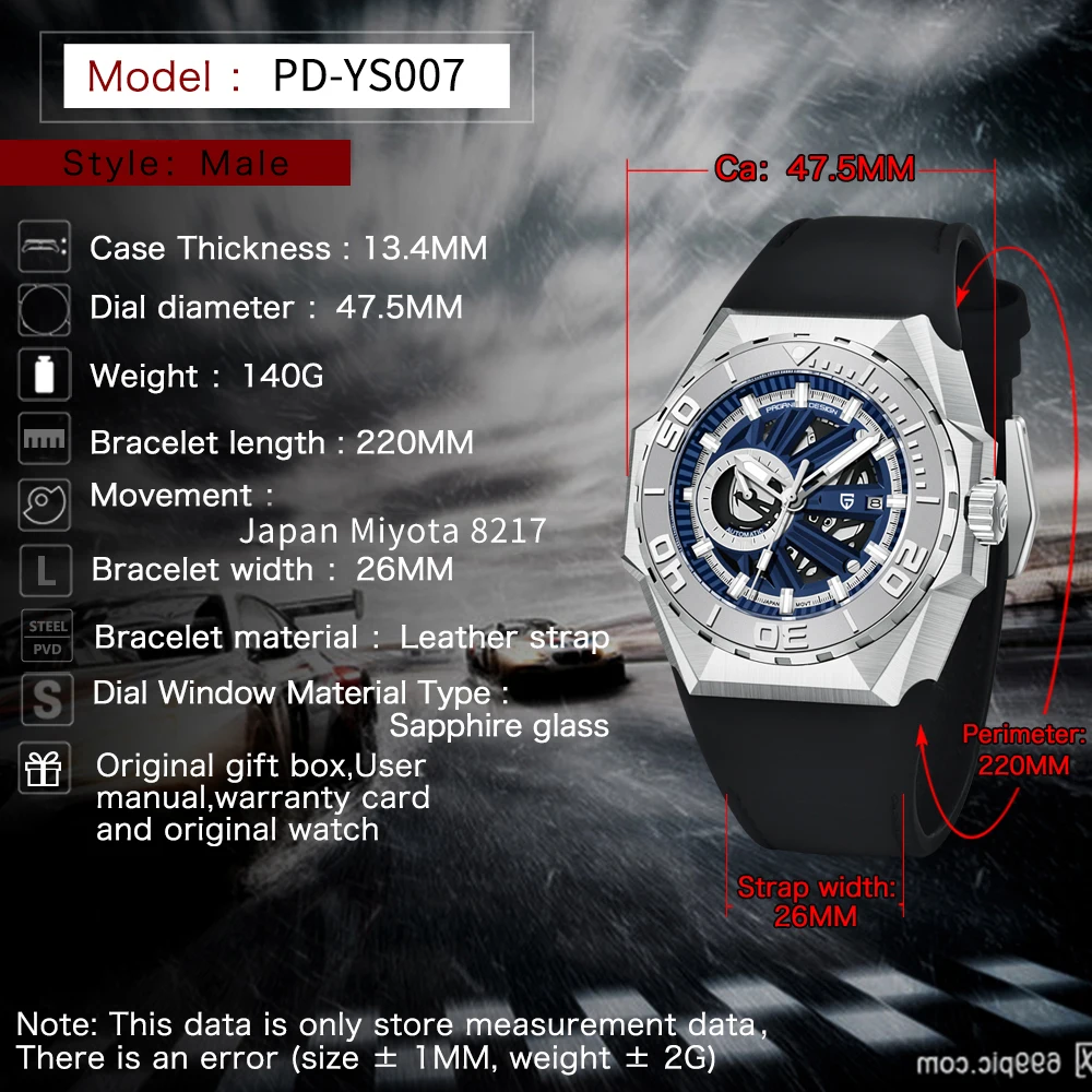 PAGANI DESIGN Watch For Men Racing Element Mechanical Automatic Watch Sapphire Stainless Steel Luxury Sports 100M Waterproof