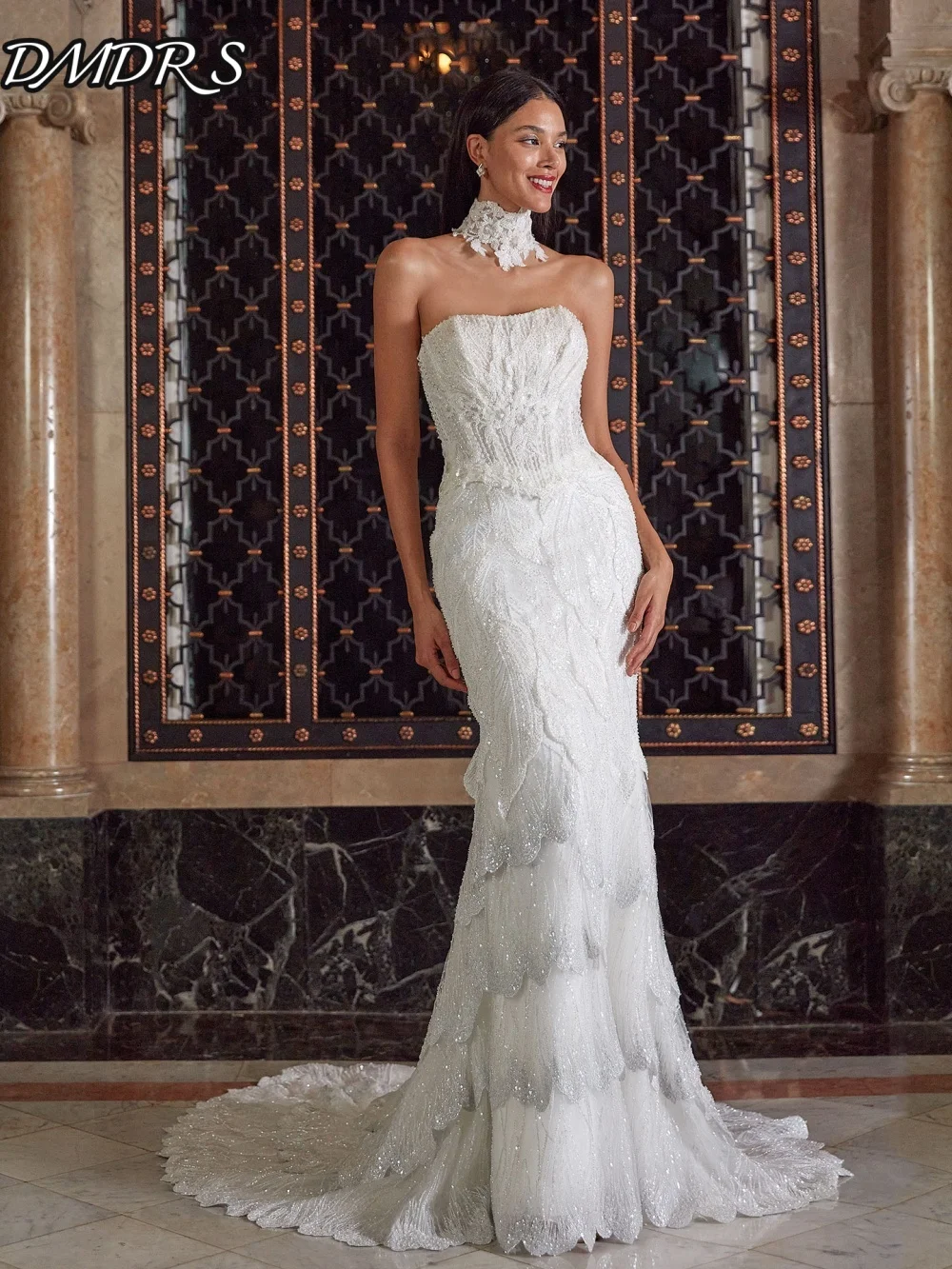 

Elegant Mermaid Wedding Dresses Stylish Appliquéd Bridal Gowns Formal Sleeveless Floor-Length Wedding Gowns Vestidos De Novia