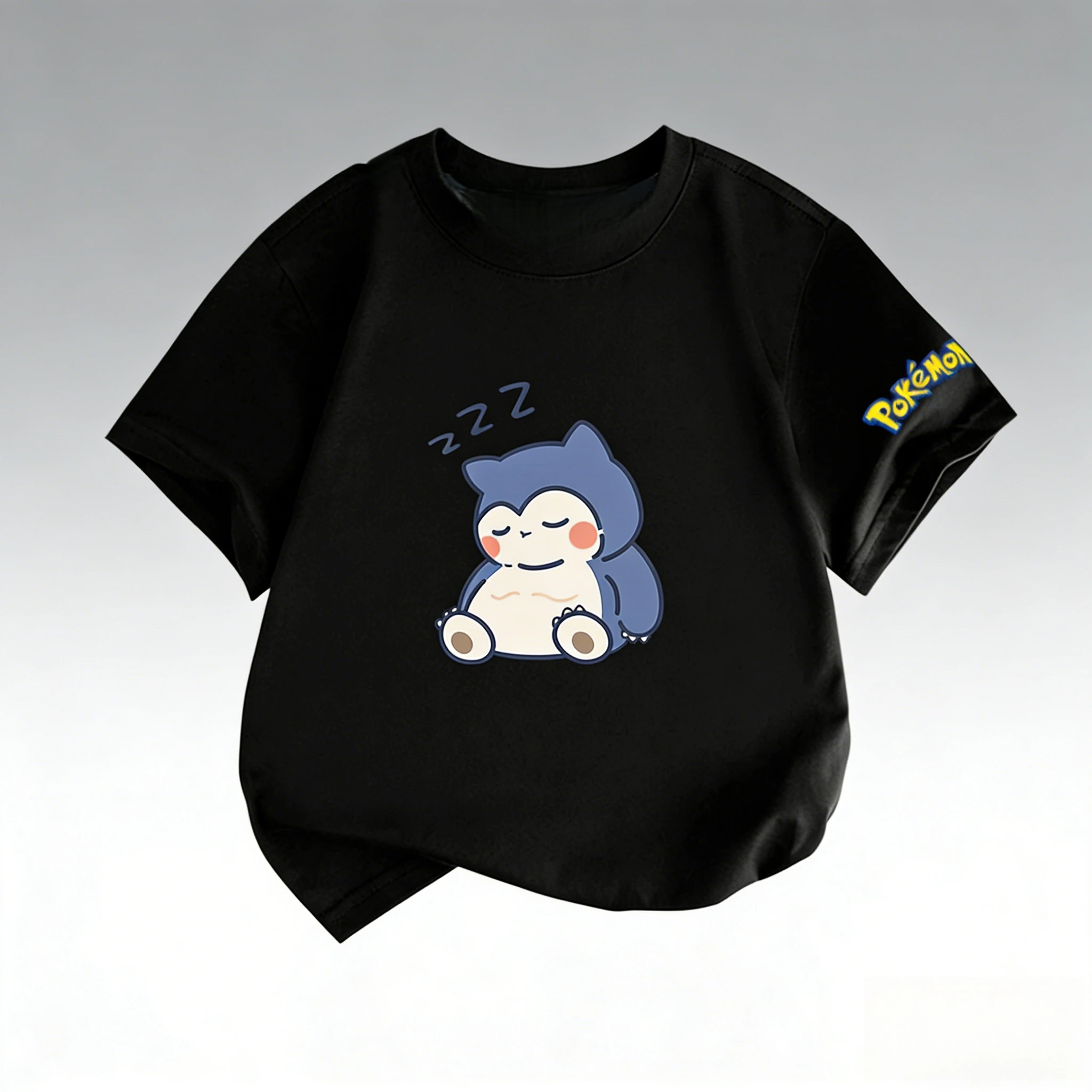 

Летняя футболка 2026 из 100% хлопка с принтом, унисекс, оверсайз, удобная, большого размера, с милым аниме-принтом «Сонный монстр», уличный стиль