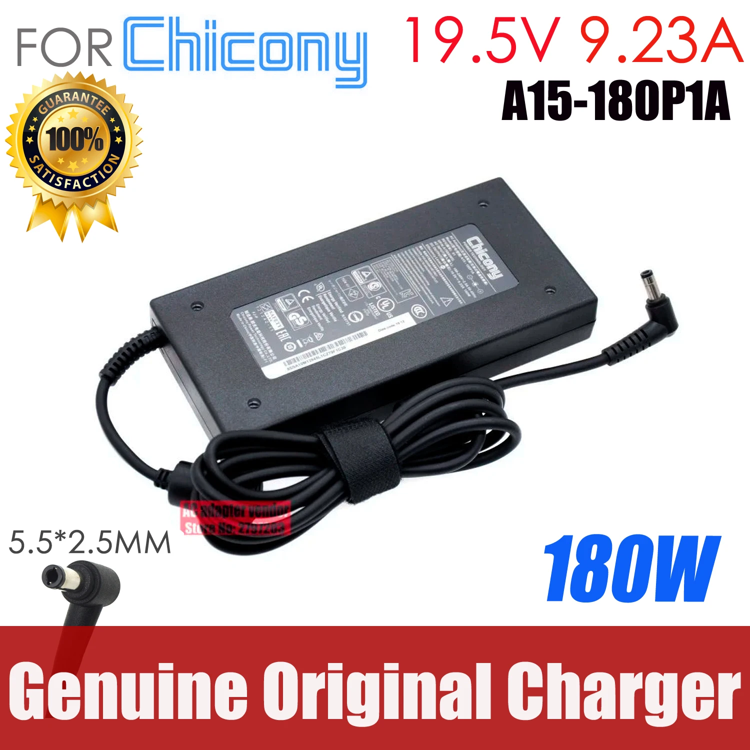 

Оригинальное зарядное устройство переменного тока Chicony A15-180P1A 19,5 В 9,23 А 180 Вт для CLEVO P950HR N850HP6 P651RE6 P651RE6-G SAGER NP7870 NP7850