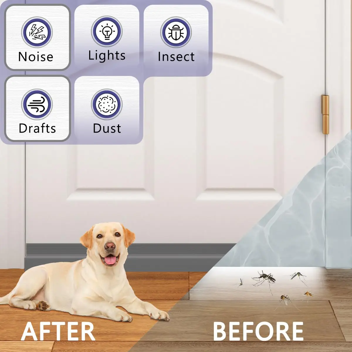 1/2M Door Draft Stopper Door Sweep for Bottom of Door Weather Stripping Door Bottom Seal Blocker Air Noise Under Door Gap Filler