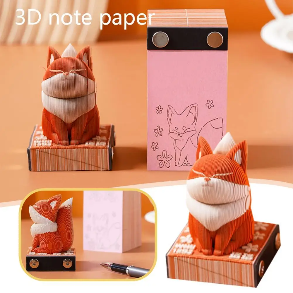 3D Notepad Cute Bunny 3D Memo Pad Animal Sticky Note 3D Art Notes Block Office Accessories For Kids Friends Birthday Gifts