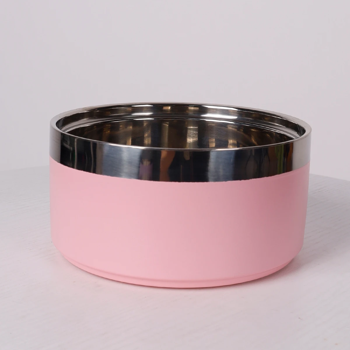 1PC Round Thickened Stainless Steel Dog Bowl, Stylish Solid Color, Non-slip Cat And Dog Pet Bowl, Suitable For Indoor And Outdoo