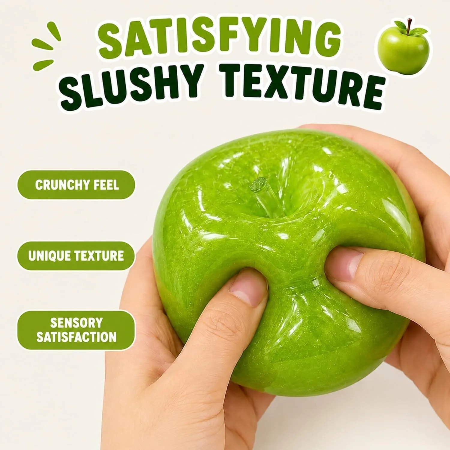 Super Soft Square Fidgets Toys - Squishy Apple & Honey Cheese Clear Fruit Squishy Apple Stress Funny Anti-Stress Sensory Toy for