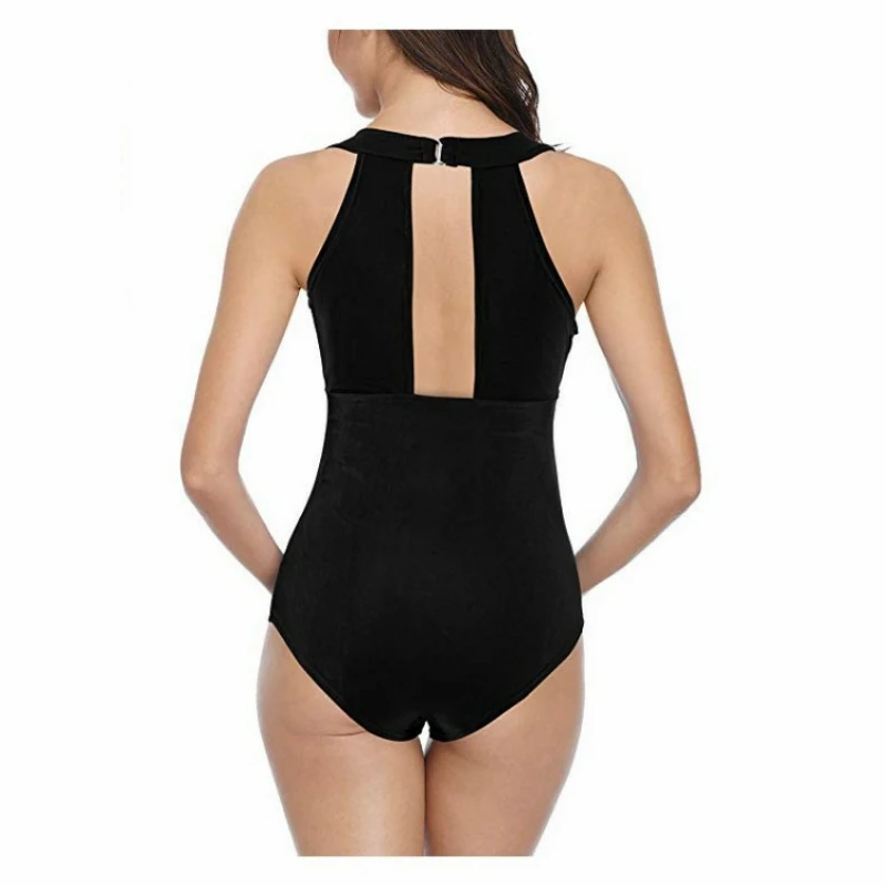 2025 Woman Swimsuit One-Piece Suits Open Back Solid Swim Clothing Push Up Pregnant Plus Size High Waisted Bathing Suits Swimwear