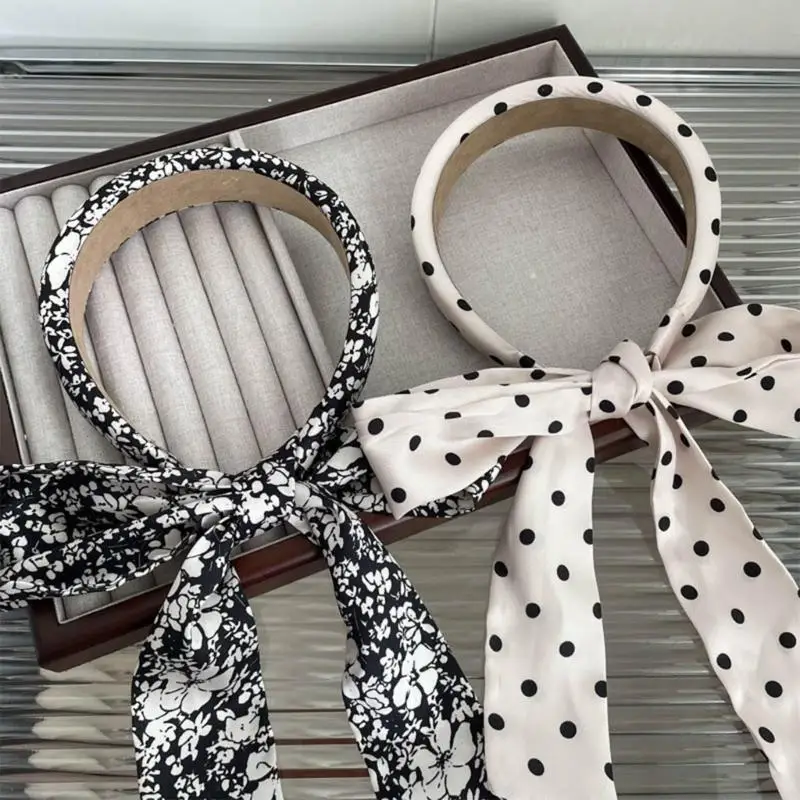 

39BD Dotted/Flower Print Headband Adjust Size Girl Hairband Pastoral Tiaras