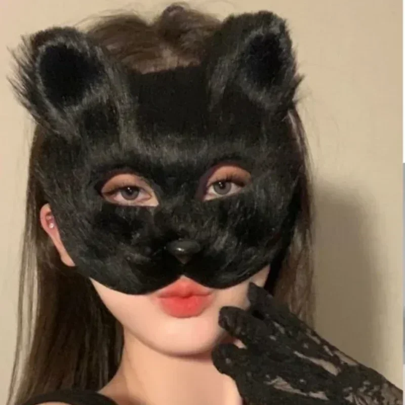 

Cosplay Fluffy Fur Fox Tail Cat Paws Gloves and Ears Headwear Face Mask Cosplay Costume Mask Set HalloweenTheme Party Accessorie