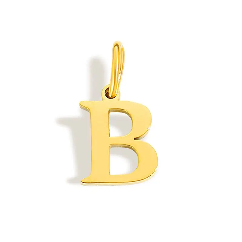 26 Buchstaben Alphabet Initiale 10 mm Charm Anhänger Schmuck Gold Edelstahl Einfache PVD vergoldet DIY Halskette Armband Schmuck