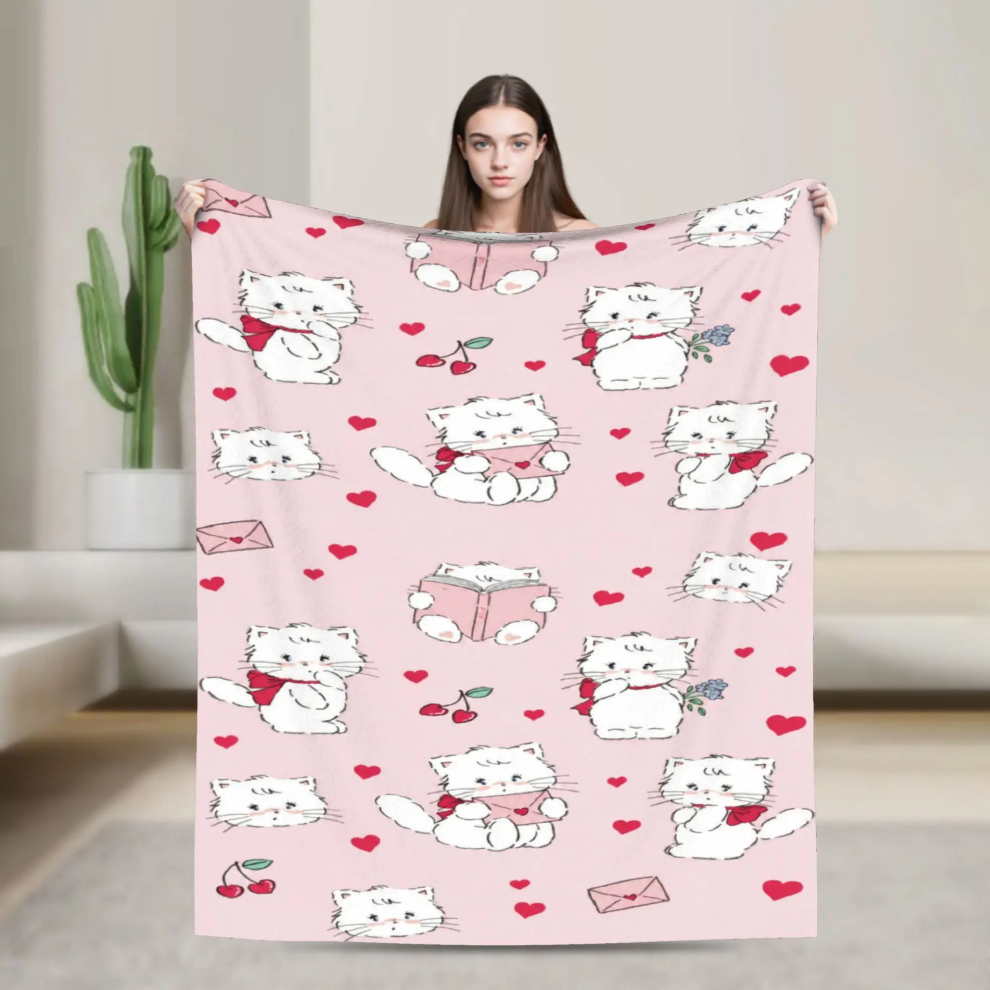 pink cartoon Mikko Mousse  Throw Blanket for Couch  Soft Cozy Plush Blanket 50x60 Inch Multiple Sizes Bedspread for All Seasons