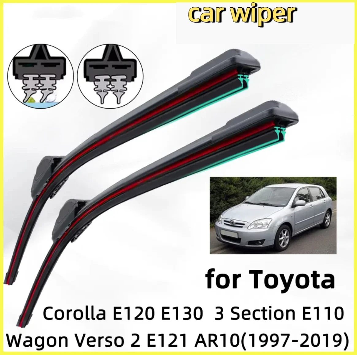 

Двойные резиновые щетки стеклоочистителя для Toyota Corolla E120 Wagon E170 Verso E121, передние дворники, аксессуары для лобового стекла