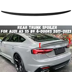 Rear Trunk Spoiler For Audi A5 S5 B9 4 Doors 2017 2018 2019 2020 2021 2022 2023 Glossy Black / Carbon Look Roof Wing