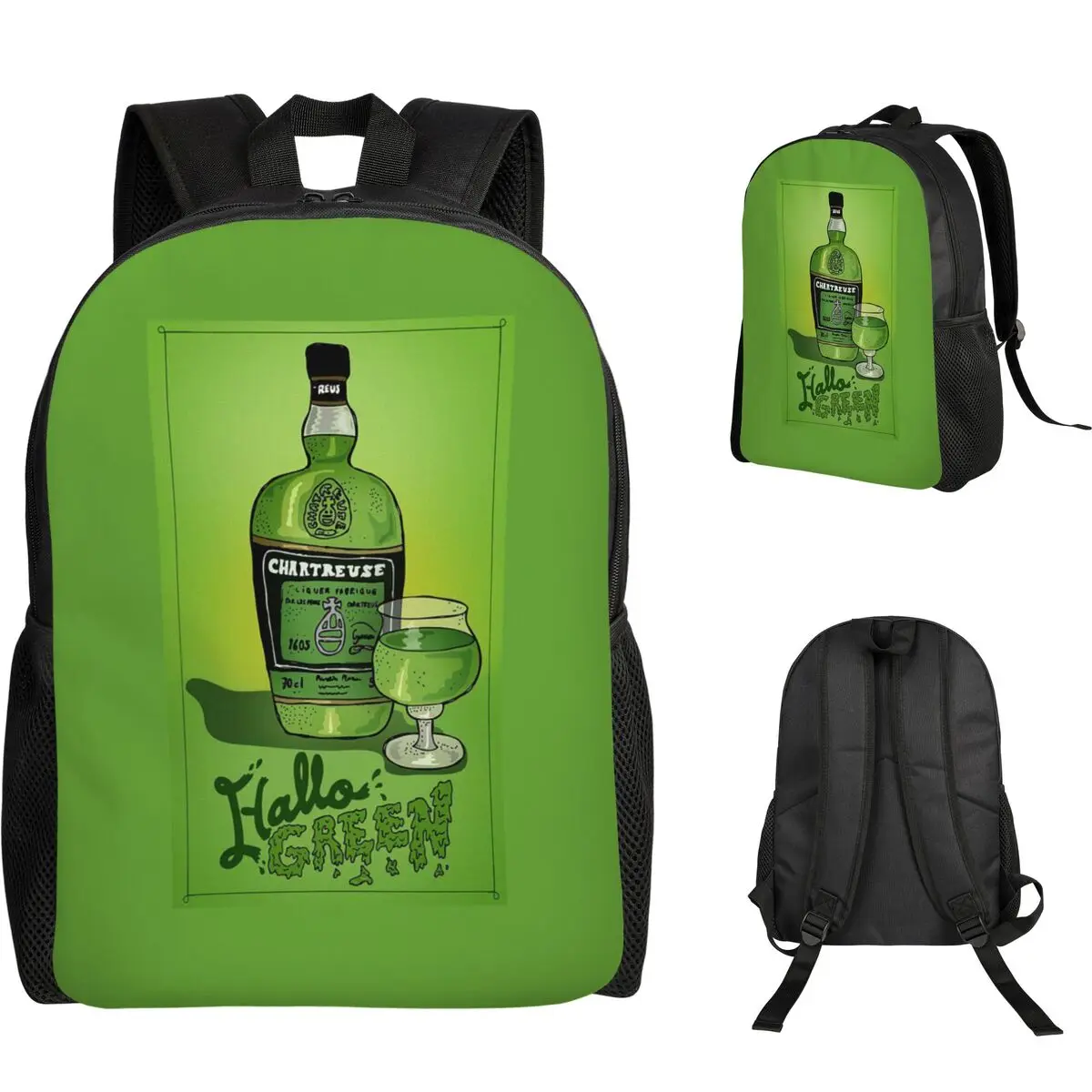 

Рюкзак с рисунком в виде бутылки Green Chartreuse, 1 шт., для школьников, мальчиков и девочек, сумка для книг, школьная сумка, сумка для ноутбука, наплечная сумка