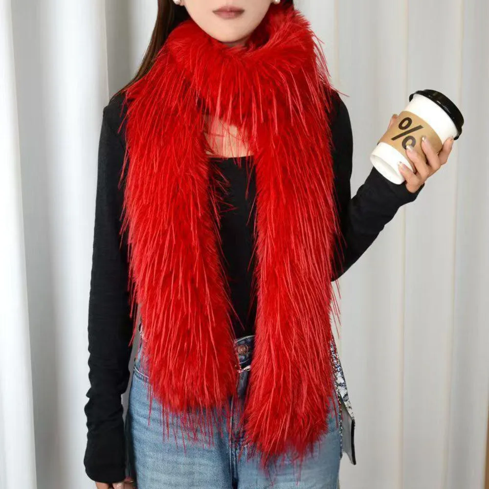

Korean Style Thick Fluffy Plush Long Strip Scarf Imitation Mink Fur Luxury Classic Soft Shawl 180cm Ladies Tassels Scarf Outdoor
