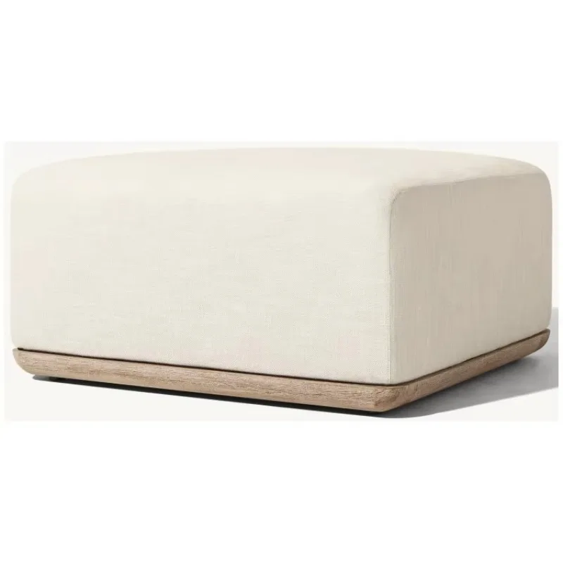 Outdoor Modern Furniture Low Seat, Quick Drying Foam Padded Solid Teak Ottoman