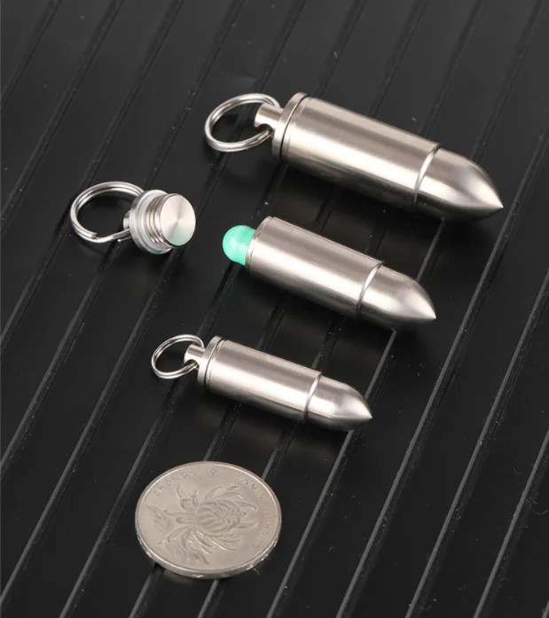 1PC. Titanium Waterproof Medicine Pill Bottles Necklace Pendants Perfume Bottles Box