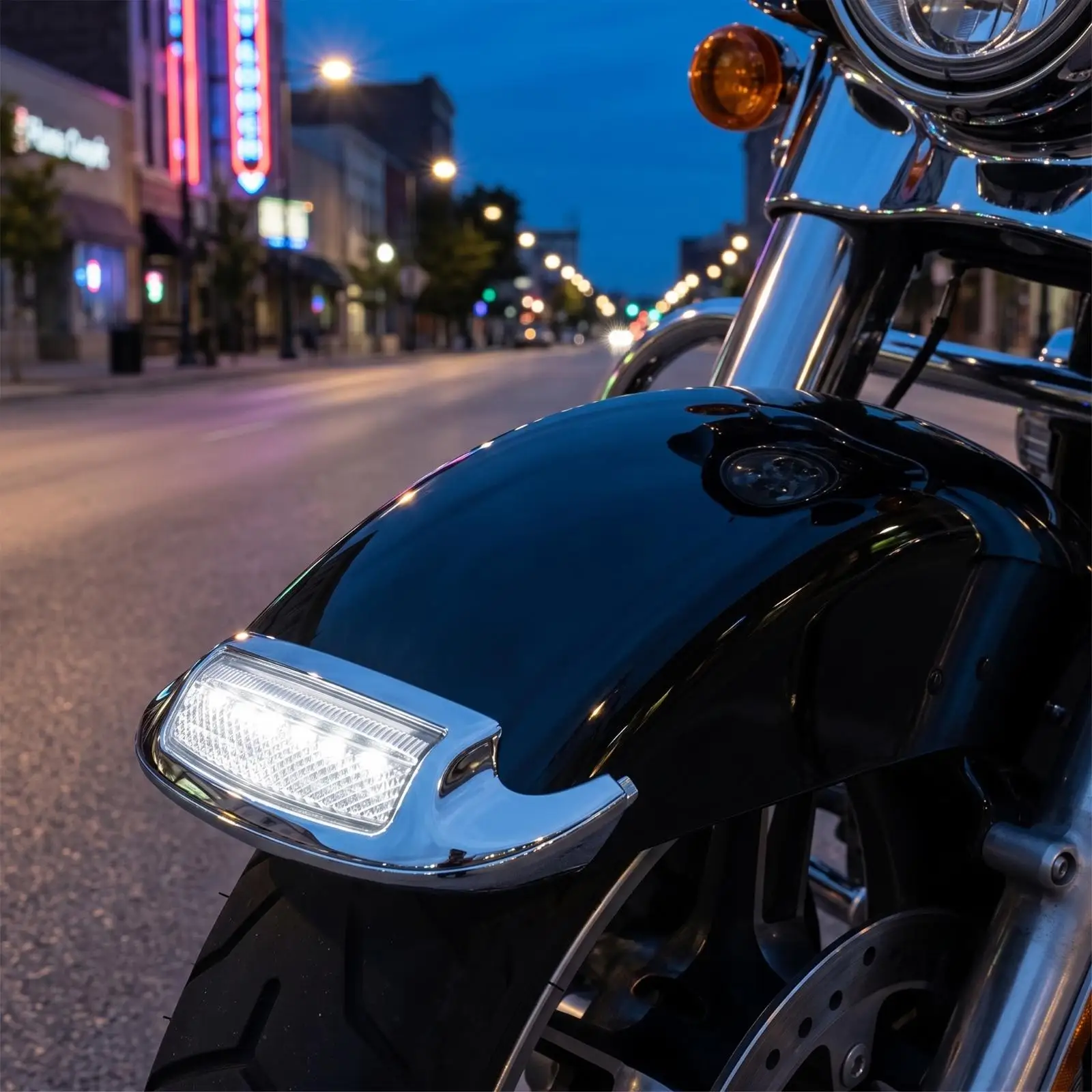 Motorcycle Mudguard Light Decorative Mudguard Light with Chrome Housing Mirror