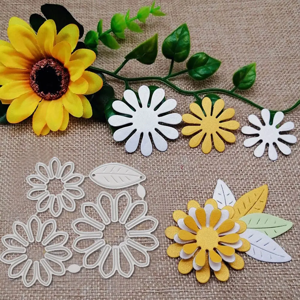 1Pc Chrysanthemum and Leaf Metal Cutting Dies DIY Scrapbooking Album Decoration Embossing Paper Card Craft Stamps and Dies Sets