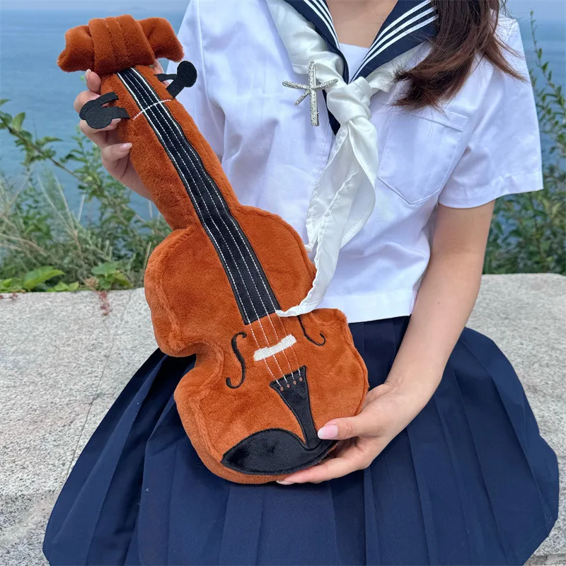 Jouets en peluche de violon de dessin animé 45cm, poupée de violon réaliste en coton, accessoires de prise de Photo Kawaii, décoration de la maison, cadeau pour enfants