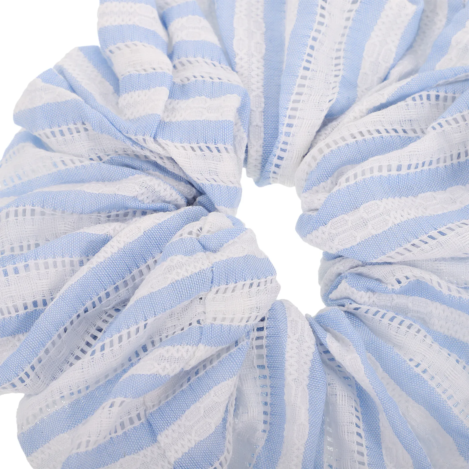 Blue Striped Lace Hair Ring Soft Stretchy Ponytail Holder Gentle Korean Fashion Hair Accessory for and Women
