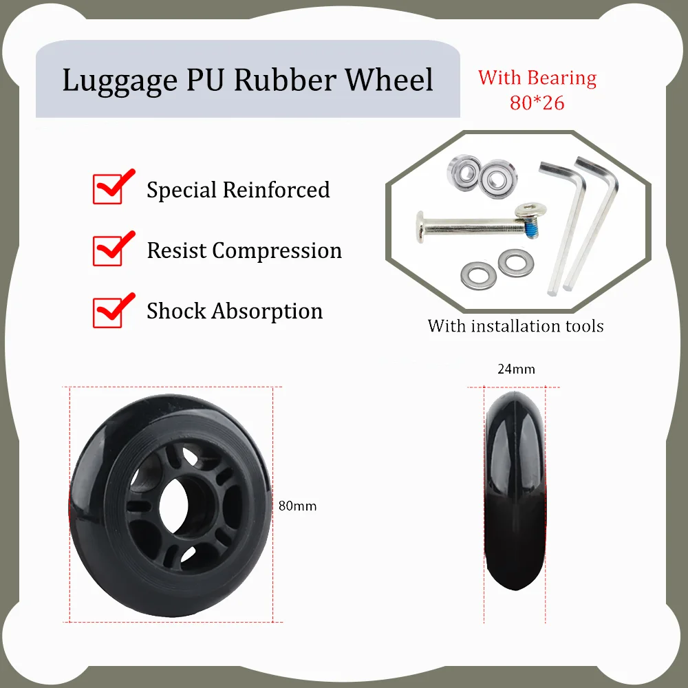 Luggage PU Rubber Wheel Replacement Accessories Repair Trolley Suitcase Travel Password Box Wear-Resistant Compression Rollers