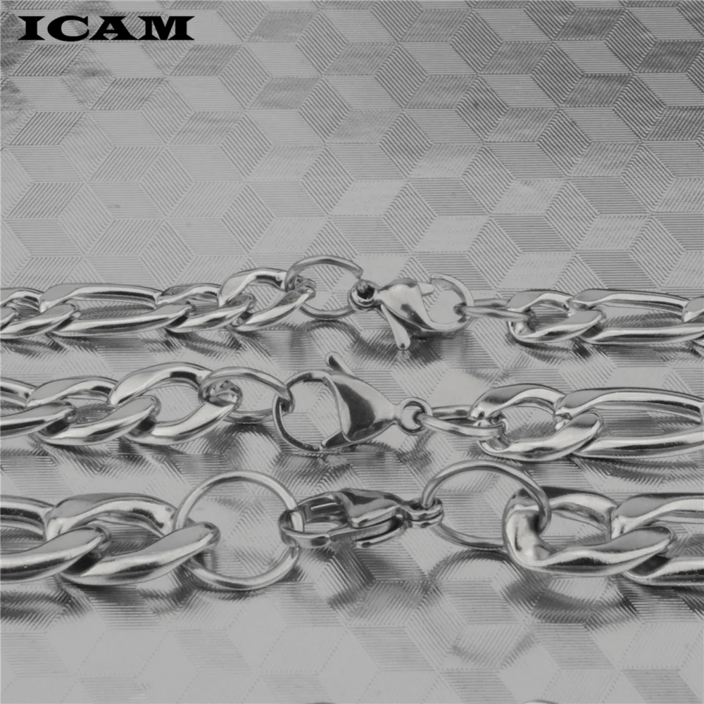 ICAM Beautiful Elegant wedding women men silver color 3-11MM Flat Figaro Bracelet high quality fashion classic jewelry wholesale