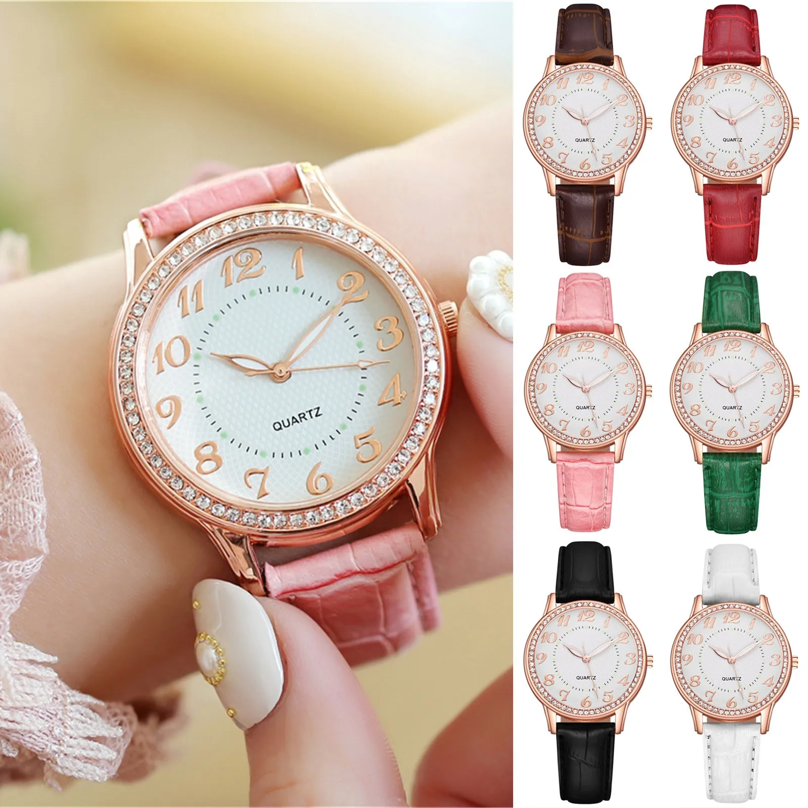 Fashion Leather Strap Belt Watch For Women Ladies Luxury Diamond Quartz Watch Digital Vintage Casual Relogio Feminino Gifts