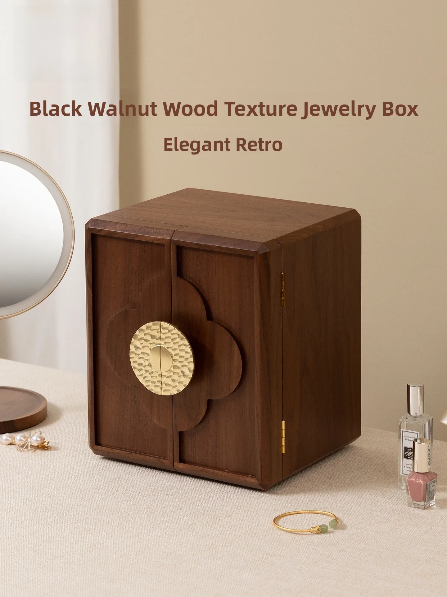 

Vanhuan Real Wood Jewelry Box Storage Box with Lo Vntine's Day Gift Gold Bar Gold Jewelry Box Vintage Chinese Sle Hand...