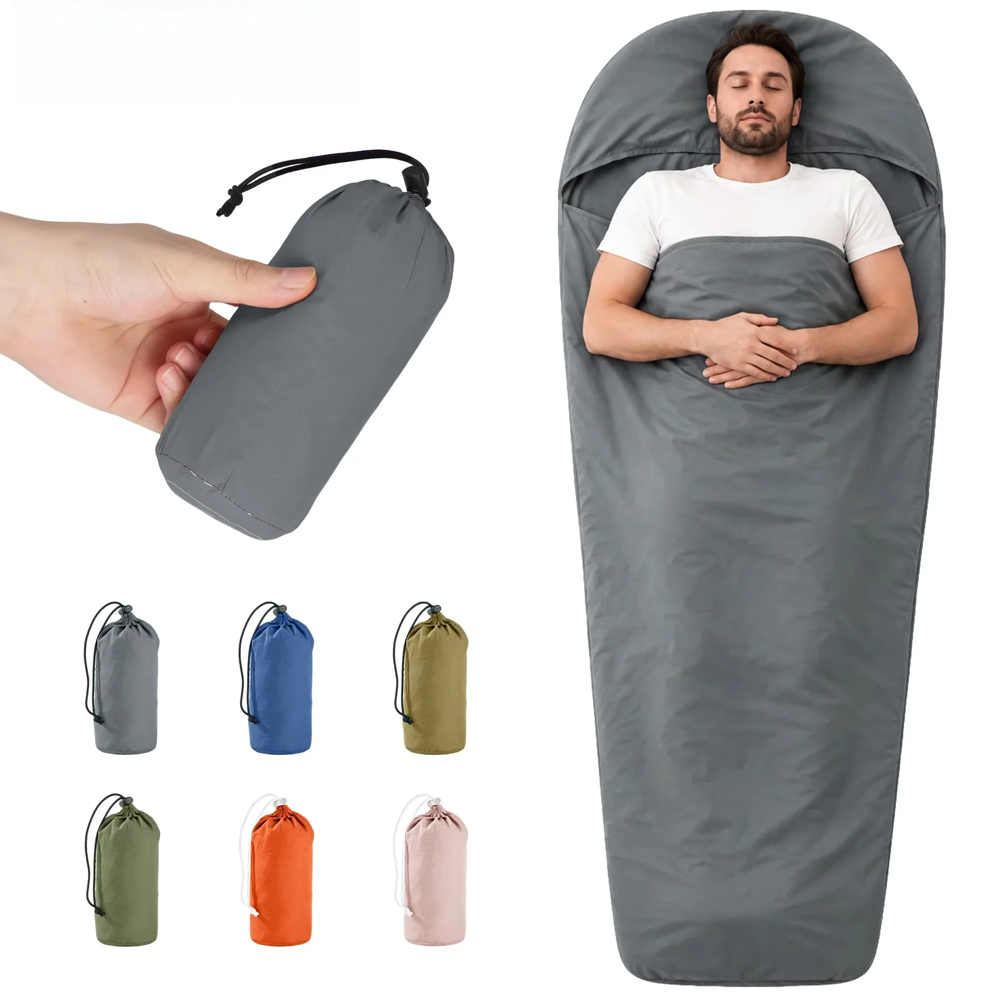 Sleeping Bag Liner Ultralight Portable Mummy Hiking Sleeping Bag Liner Single Travel Hotel Camping Sleeping Bag Liner
